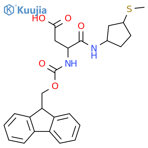 3-({(9H-fluoren-9-yl)methoxycarbonyl}amino)-3-{3-(methylsulfanyl)cyclopentylcarbamoyl}propanoic acid structure