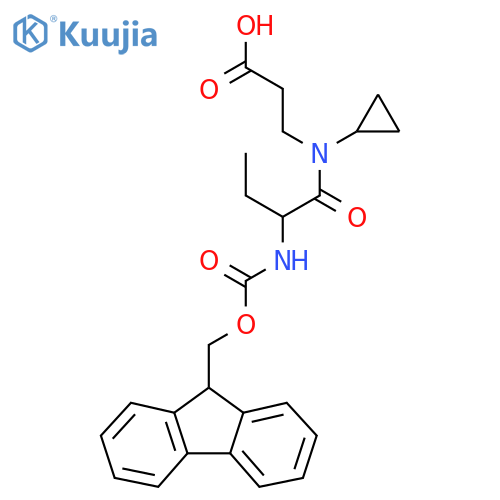 3-N-cyclopropyl-2-({(9H-fluoren-9-yl)methoxycarbonyl}amino)butanamidopropanoic acid structure