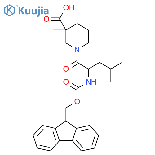 1-2-({(9H-fluoren-9-yl)methoxycarbonyl}amino)-4-methylpentanoyl-3-methylpiperidine-3-carboxylic acid structure