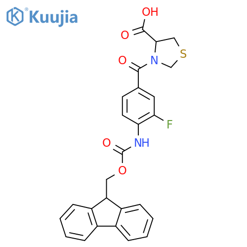 3-4-({(9H-fluoren-9-yl)methoxycarbonyl}amino)-3-fluorobenzoyl-1,3-thiazolidine-4-carboxylic acid structure