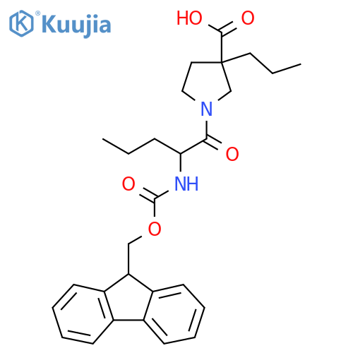 1-2-({(9H-fluoren-9-yl)methoxycarbonyl}amino)pentanoyl-3-propylpyrrolidine-3-carboxylic acid structure