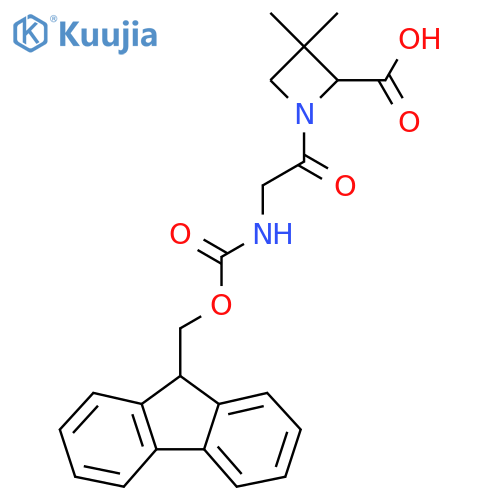 1-2-({(9H-fluoren-9-yl)methoxycarbonyl}amino)acetyl-3,3-dimethylazetidine-2-carboxylic acid structure