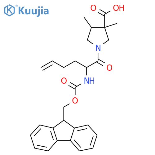 1-2-({(9H-fluoren-9-yl)methoxycarbonyl}amino)hex-5-enoyl-3,4-dimethylpyrrolidine-3-carboxylic acid structure