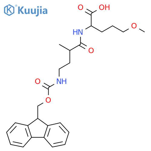 2-4-({(9H-fluoren-9-yl)methoxycarbonyl}amino)-2-methylbutanamido-5-methoxypentanoic acid structure