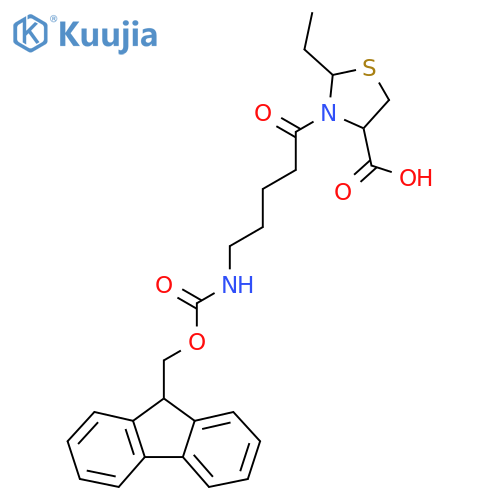 2-ethyl-3-5-({(9H-fluoren-9-yl)methoxycarbonyl}amino)pentanoyl-1,3-thiazolidine-4-carboxylic acid structure