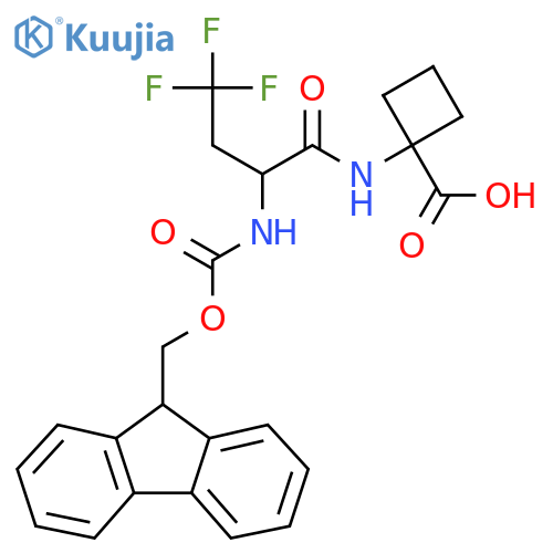 1-2-({(9H-fluoren-9-yl)methoxycarbonyl}amino)-4,4,4-trifluorobutanamidocyclobutane-1-carboxylic acid structure