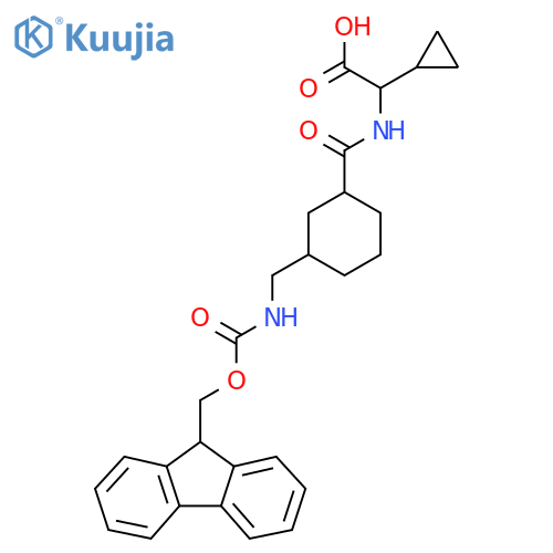 2-cyclopropyl-2-({3-({(9H-fluoren-9-yl)methoxycarbonyl}amino)methylcyclohexyl}formamido)acetic acid structure