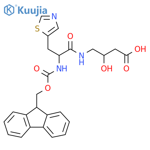 4-2-({(9H-fluoren-9-yl)methoxycarbonyl}amino)-3-(1,3-thiazol-5-yl)propanamido-3-hydroxybutanoic acid structure