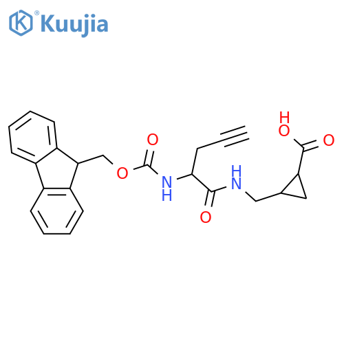 2-{2-({(9H-fluoren-9-yl)methoxycarbonyl}amino)pent-4-ynamidomethyl}cyclopropane-1-carboxylic acid structure