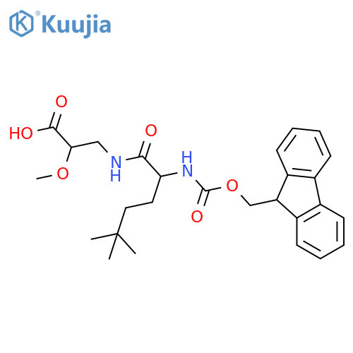3-2-({(9H-fluoren-9-yl)methoxycarbonyl}amino)-5,5-dimethylhexanamido-2-methoxypropanoic acid structure