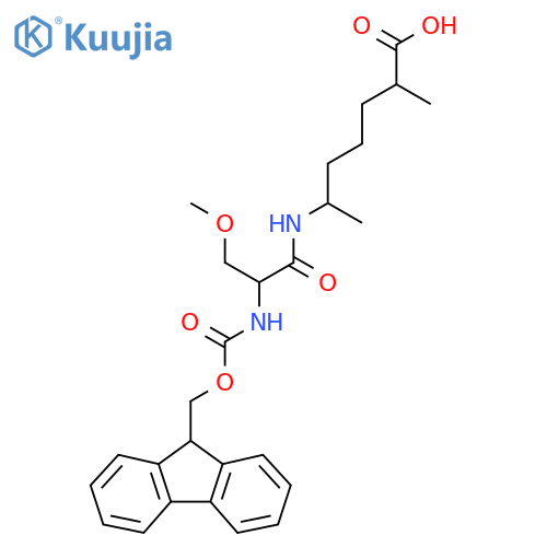 6-2-({(9H-fluoren-9-yl)methoxycarbonyl}amino)-3-methoxypropanamido-2-methylheptanoic acid structure