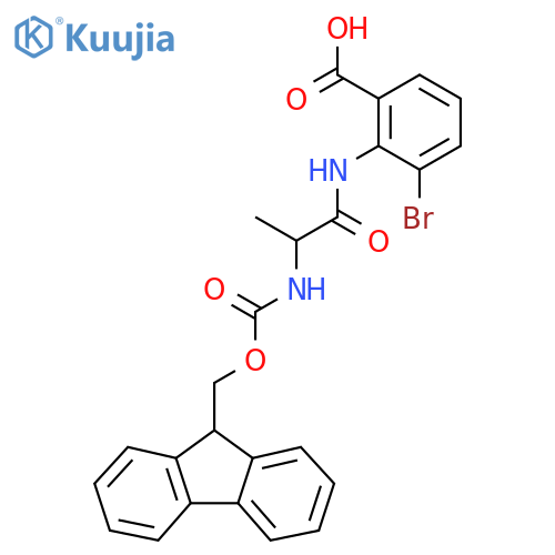 3-bromo-2-2-({(9H-fluoren-9-yl)methoxycarbonyl}amino)propanamidobenzoic acid structure