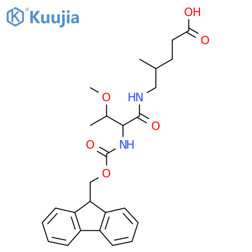 5-2-({(9H-fluoren-9-yl)methoxycarbonyl}amino)-3-methoxybutanamido-4-methylpentanoic acid structure