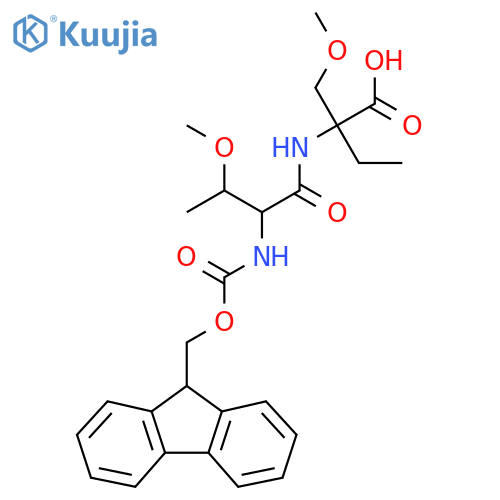 2-2-({(9H-fluoren-9-yl)methoxycarbonyl}amino)-3-methoxybutanamido-2-(methoxymethyl)butanoic acid structure