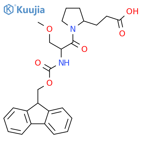 3-{1-2-({(9H-fluoren-9-yl)methoxycarbonyl}amino)-3-methoxypropanoylpyrrolidin-2-yl}propanoic acid structure