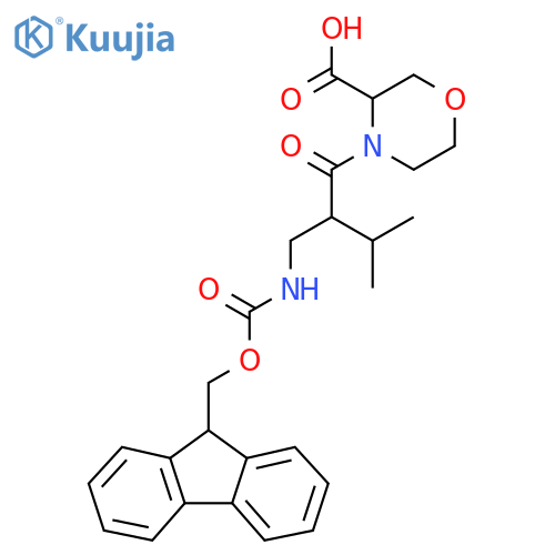 4-{2-({(9H-fluoren-9-yl)methoxycarbonyl}amino)methyl-3-methylbutanoyl}morpholine-3-carboxylic acid structure
