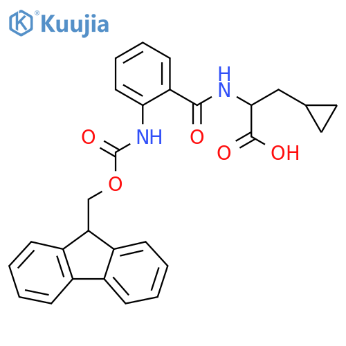 3-cyclopropyl-2-{2-({(9H-fluoren-9-yl)methoxycarbonyl}amino)phenylformamido}propanoic acid structure