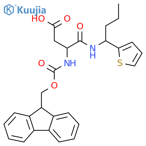 3-({(9H-fluoren-9-yl)methoxycarbonyl}amino)-3-{1-(thiophen-2-yl)butylcarbamoyl}propanoic acid structure