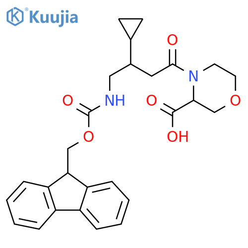 4-3-cyclopropyl-4-({(9H-fluoren-9-yl)methoxycarbonyl}amino)butanoylmorpholine-3-carboxylic acid structure