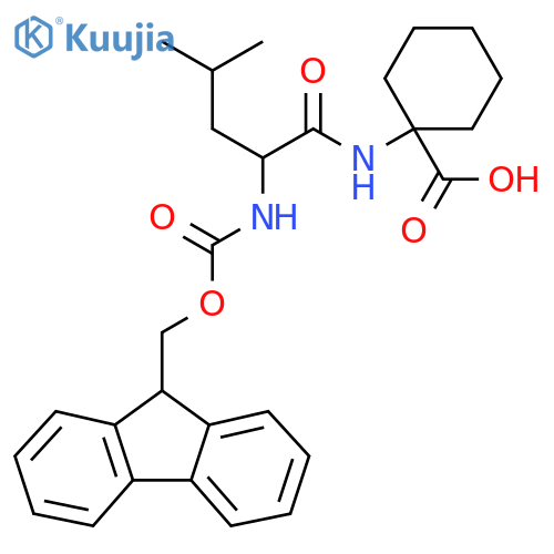 1-2-({(9H-fluoren-9-yl)methoxycarbonyl}amino)-4-methylpentanamidocyclohexane-1-carboxylic acid structure
