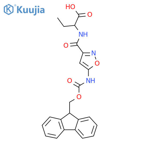 2-{5-({(9H-fluoren-9-yl)methoxycarbonyl}amino)-1,2-oxazol-3-ylformamido}butanoic acid structure
