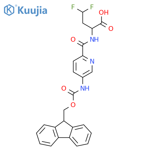 2-{5-({(9H-fluoren-9-yl)methoxycarbonyl}amino)pyridin-2-ylformamido}-4,4-difluorobutanoic acid structure
