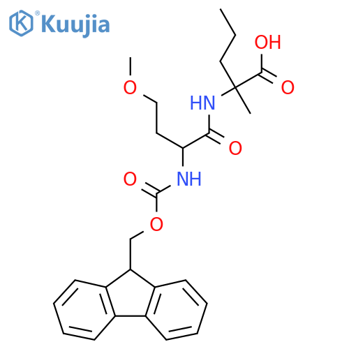 2-2-({(9H-fluoren-9-yl)methoxycarbonyl}amino)-4-methoxybutanamido-2-methylpentanoic acid structure