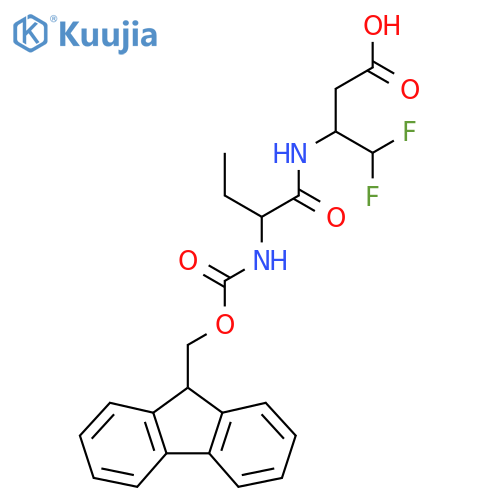 3-2-({(9H-fluoren-9-yl)methoxycarbonyl}amino)butanamido-4,4-difluorobutanoic acid structure