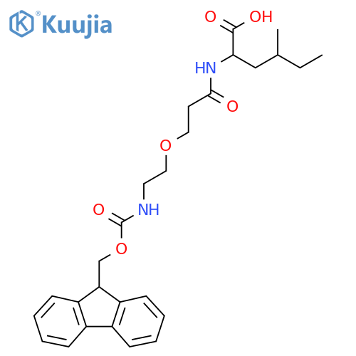 2-{3-[2-({[(9H-fluoren-9-yl)methoxy]carbonyl}amino)ethoxy]propanamido}-4-methylhexanoic acid structure