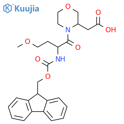 2-{4-2-({(9H-fluoren-9-yl)methoxycarbonyl}amino)-4-methoxybutanoylmorpholin-3-yl}acetic acid structure