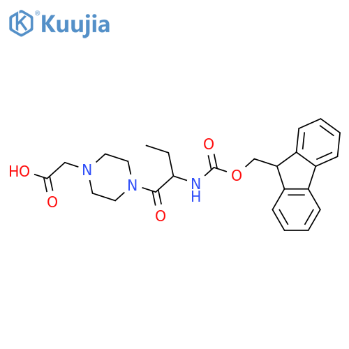2-{4-2-({(9H-fluoren-9-yl)methoxycarbonyl}amino)butanoylpiperazin-1-yl}acetic acid structure