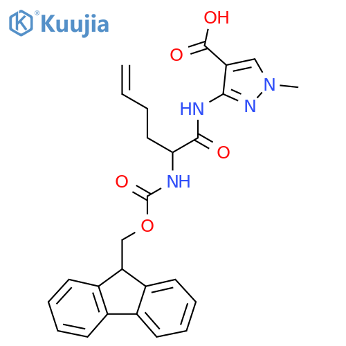 3-2-({(9H-fluoren-9-yl)methoxycarbonyl}amino)hex-5-enamido-1-methyl-1H-pyrazole-4-carboxylic acid structure