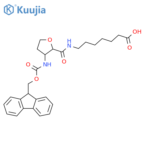 7-{3-({(9H-fluoren-9-yl)methoxycarbonyl}amino)oxolan-2-ylformamido}heptanoic acid structure