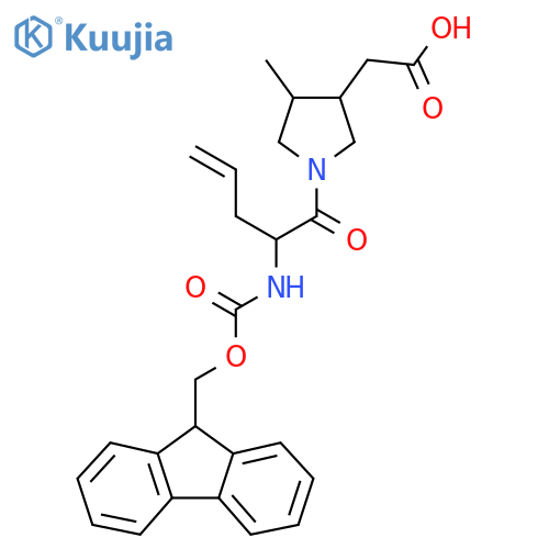 2-{1-2-({(9H-fluoren-9-yl)methoxycarbonyl}amino)pent-4-enoyl-4-methylpyrrolidin-3-yl}acetic acid structure