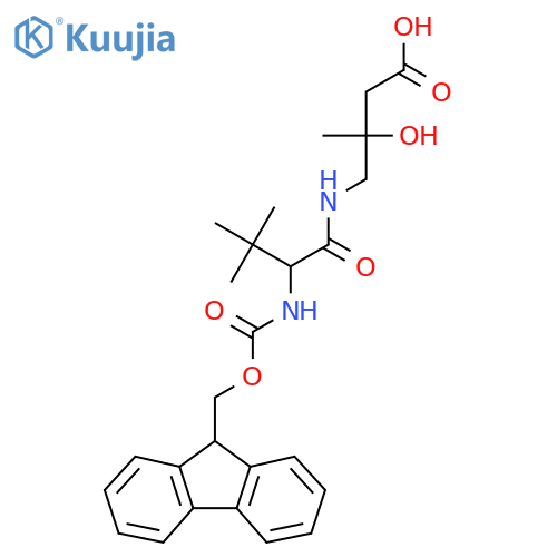 4-2-({(9H-fluoren-9-yl)methoxycarbonyl}amino)-3,3-dimethylbutanamido-3-hydroxy-3-methylbutanoic acid structure