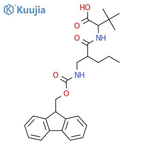 2-{2-({(9H-fluoren-9-yl)methoxycarbonyl}amino)methylpentanamido}-3,3-dimethylbutanoic acid structure