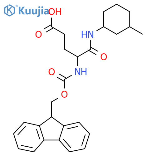 4-({(9H-fluoren-9-yl)methoxycarbonyl}amino)-4-(3-methylcyclohexyl)carbamoylbutanoic acid structure