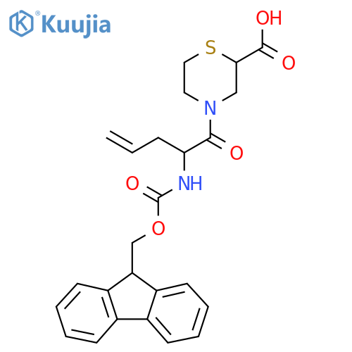 4-2-({(9H-fluoren-9-yl)methoxycarbonyl}amino)pent-4-enoylthiomorpholine-2-carboxylic acid structure