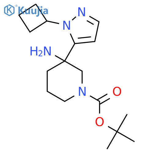 tert-butyl 3-amino-3-(1-cyclobutyl-1H-pyrazol-5-yl)piperidine-1-carboxylate structure
