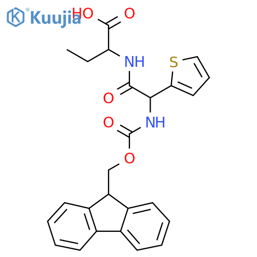 2-2-({(9H-fluoren-9-yl)methoxycarbonyl}amino)-2-(thiophen-2-yl)acetamidobutanoic acid structure