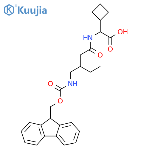 2-cyclobutyl-2-{3-({(9H-fluoren-9-yl)methoxycarbonyl}amino)methylpentanamido}acetic acid structure