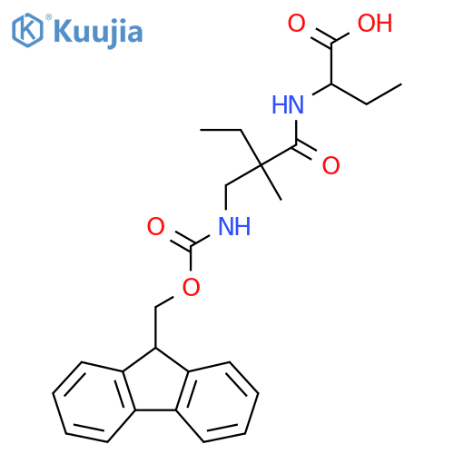 2-{2-({(9H-fluoren-9-yl)methoxycarbonyl}amino)methyl-2-methylbutanamido}butanoic acid structure