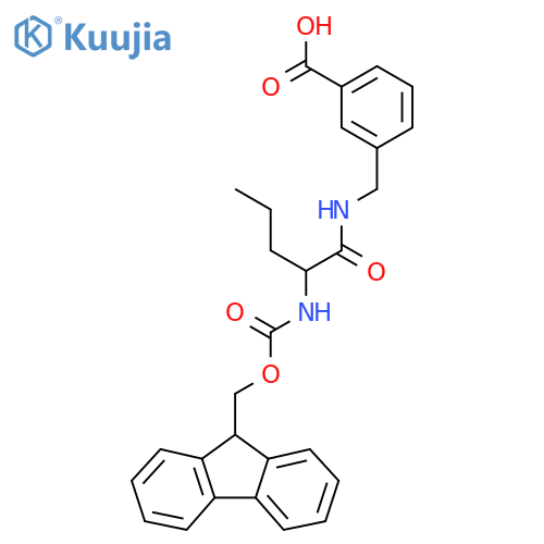 3-{2-({(9H-fluoren-9-yl)methoxycarbonyl}amino)pentanamidomethyl}benzoic acid structure