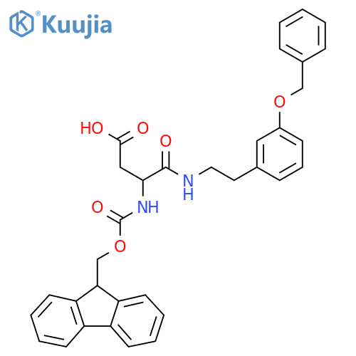 3-({2-3-(benzyloxy)phenylethyl}carbamoyl)-3-({(9H-fluoren-9-yl)methoxycarbonyl}amino)propanoic acid structure