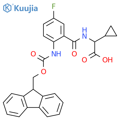 2-cyclopropyl-2-{2-({(9H-fluoren-9-yl)methoxycarbonyl}amino)-5-fluorophenylformamido}acetic acid structure