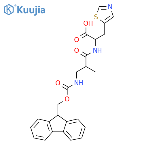 2-3-({(9H-fluoren-9-yl)methoxycarbonyl}amino)-2-methylpropanamido-3-(1,3-thiazol-5-yl)propanoic acid structure