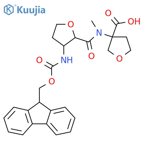 3-N-methyl3-({(9H-fluoren-9-yl)methoxycarbonyl}amino)oxolane-2-amidooxolane-3-carboxylic acid structure