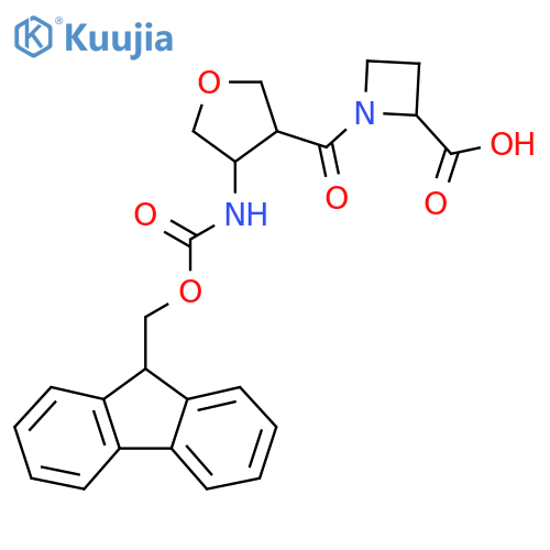 1-4-({(9H-fluoren-9-yl)methoxycarbonyl}amino)oxolane-3-carbonylazetidine-2-carboxylic acid structure