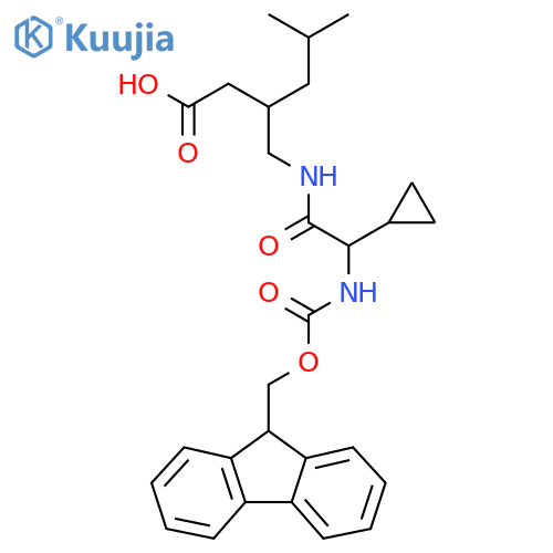 3-{2-cyclopropyl-2-({(9H-fluoren-9-yl)methoxycarbonyl}amino)acetamidomethyl}-5-methylhexanoic acid structure