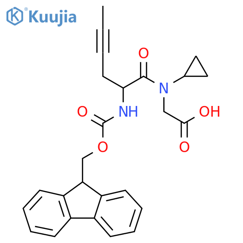 2-N-cyclopropyl-2-({(9H-fluoren-9-yl)methoxycarbonyl}amino)hex-4-ynamidoacetic acid structure